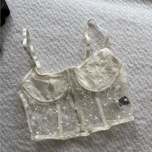 Lace Floral Sheer Crop Top